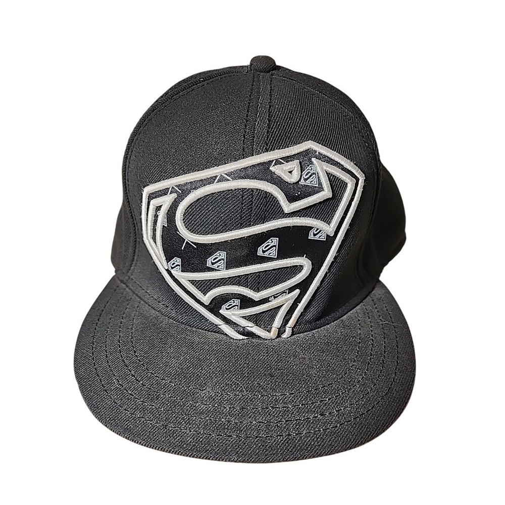 Superman Logo Black Baseball Cap Hat DC Comics Superhero Graphic Adult